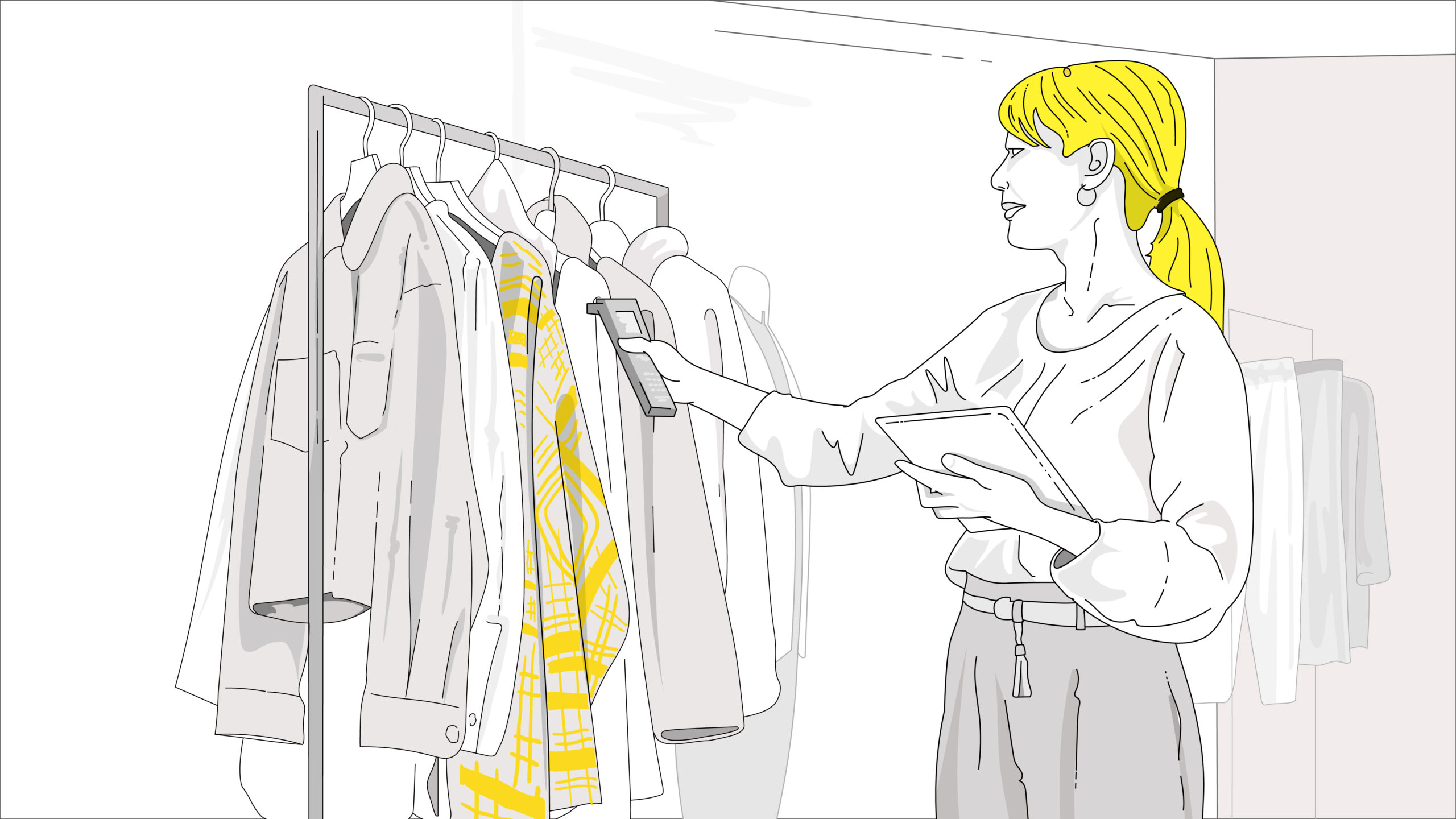 Digital Transformation woman scanning products